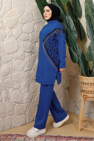 TRENDTESETTÜR ΓΥΝΑΙΚΕΙΑ ΜΠΛΕ (SAX) ΠΑΝΤΕΛΟΝΙ ΜΕ ΣΧΕΔΙΟ LEOPARD T 2508
