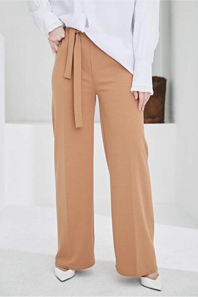 TRENDTESETTÜR WOMEN'S BEIGE WIDE LEG PANTS T 0402