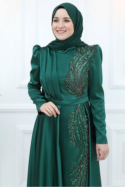 TRENDTESETTÜR Rochie de seara cu paiete cu paiete verzi - EMERALD T 9453
