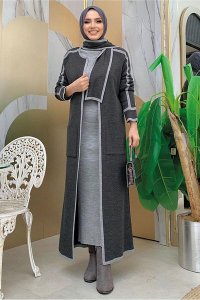 TRENDTESETTÜR ΓΥΝΑΙΚΕΙΑ ΓΚΡΙ (ΑΝΘΡΑΚΙΤΗ) ΠΛΕΚΤΟ ΖΑΚΑΚΙ T 34112