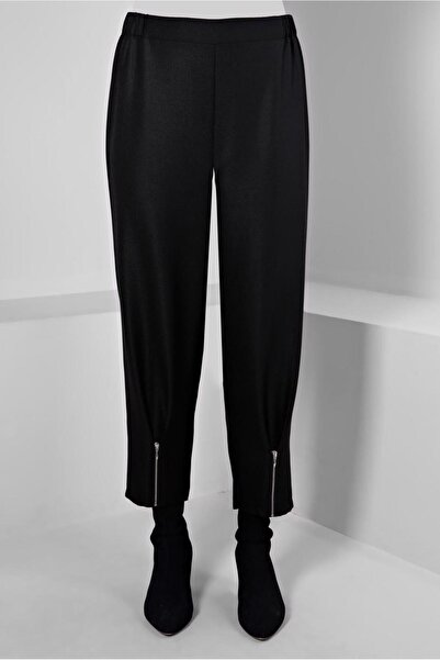 TRENDTESETTÜR WOMEN'S BLACK ZIPPER Detailed PANT T 70438