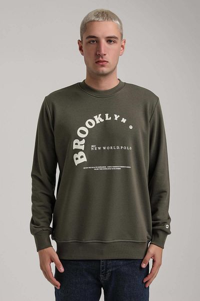 NEW WORLD POLO Crew Neck Khaki Slim Fit Sweatshirt 24Fwm60172