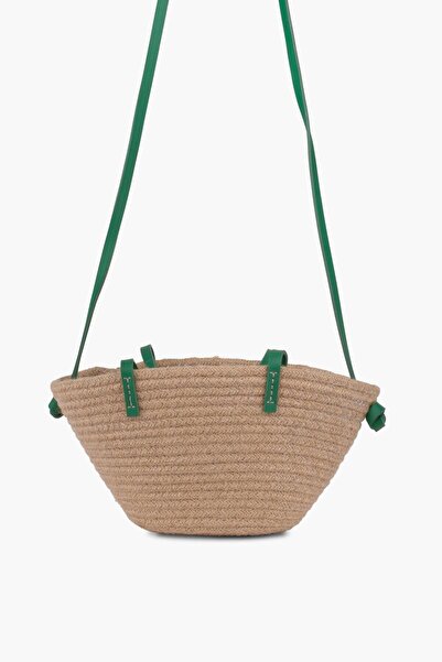 WATCHOFROYAL Jute Green Straw Women's Shoulder Bag - Cross Mia