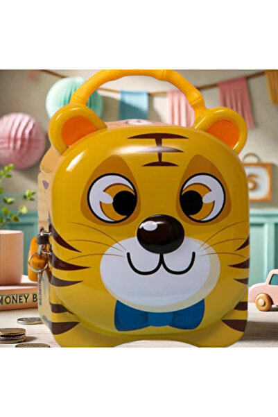 Enjoy Metal Kumbara Sevimli Kaplan Tasarımlı Metal Kumbara