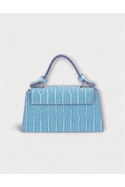 WATCHOFROYAL Blue Croco Patterned Women's Bag - Mini, Hand and Cross Strap Alessia