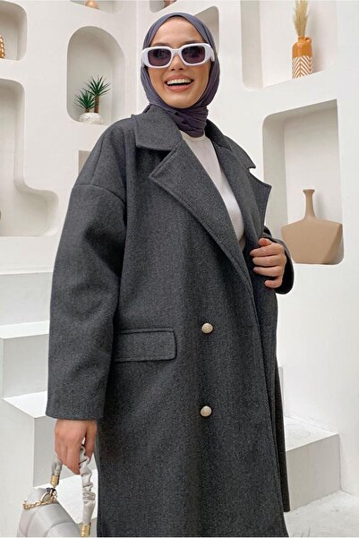 TRENDTESETTÜR WOMEN'S GRAY (SMOKED) CROWACE COLLAR COAT T 0777