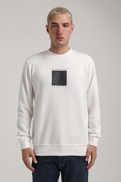 NEW WORLD POLO Crew Neck Ecru Slim Fit Sweatshirt 24Fwm60183