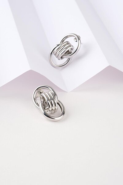 WATCHOFROYAL أقراط من الفولاذ الفضي اللامع