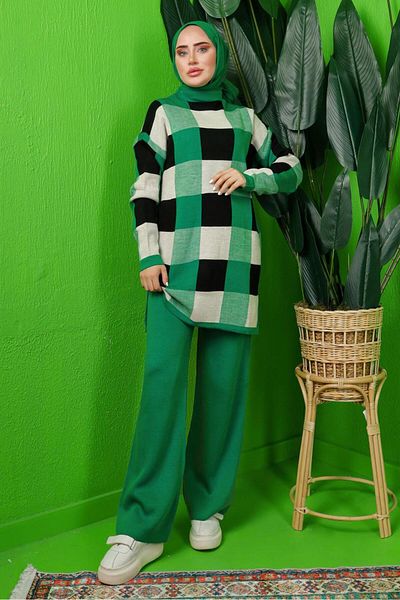 TRENDTESETTÜR ΓΥΝΑΙΚΕΙΟ ΠΛΕΚΤΟ ΣΕΤ ΠΡΑΣΙΝΟ (BENETTON) ΚΑΡΟ ΠΑΝΤΕΛΟΝΙ 7292