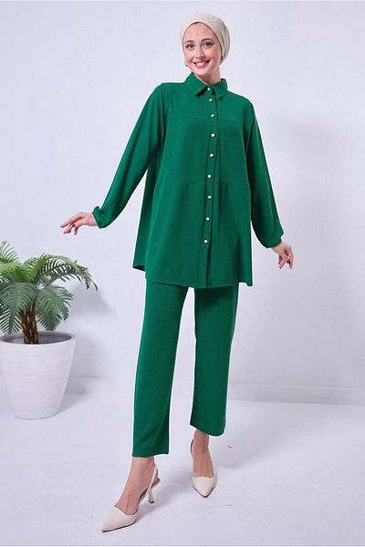 TRENDTESETTÜR بدلة بنطلون نسائية باللون الأخضر (الختم) T 2443