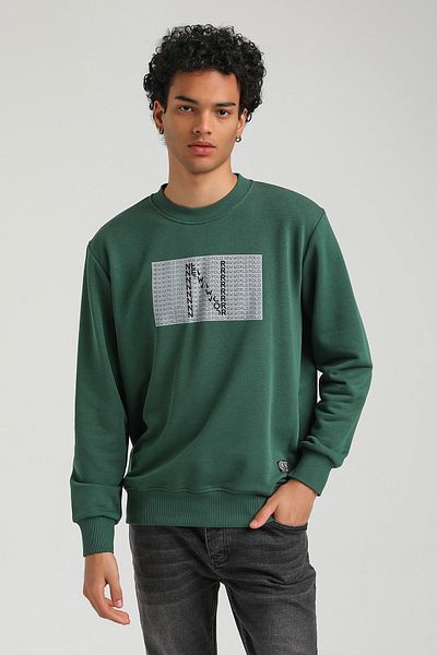 NEW WORLD POLO Crew Neck Green Slim Fit Sweatshirt 23FWM60152