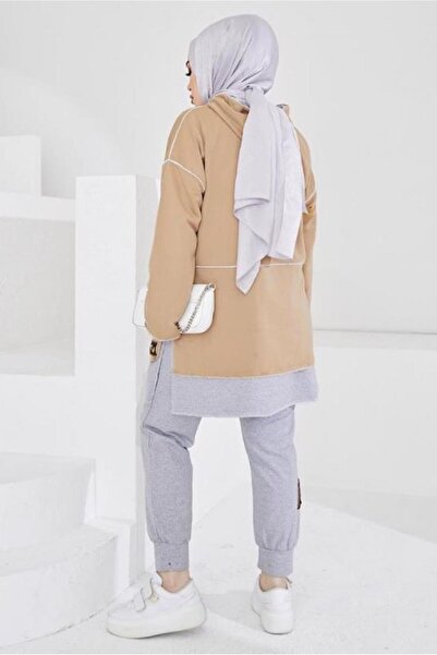 TRENDTESETTÜR WOMEN'S BROWN (CAMEL) HOODED PANT SUIT T 203