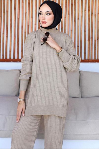 TRENDTESETTÜR ΓΥΝΑΙΚΕΙΟ ΣΕΤ ΠΛΕΚΤΟ ΜΕ ΠΑΝΤΕΛΟΝΙ MINK T 8116