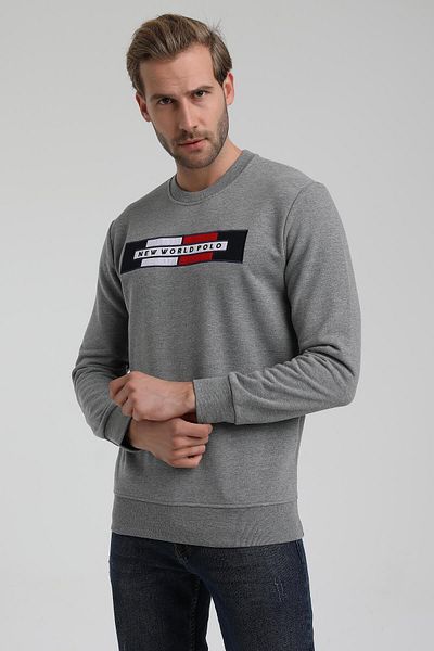 NEW WORLD POLO Crew Neck Gray Slim Fit Sweatshirt 22fwm60124