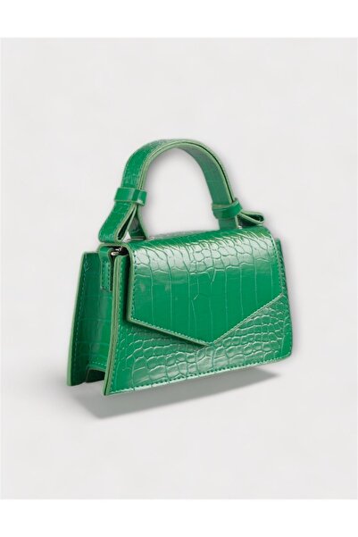 WATCHOFROYAL Women's Green Crocodile Print Mini Bag - Hand and Cross Strap, Alessia