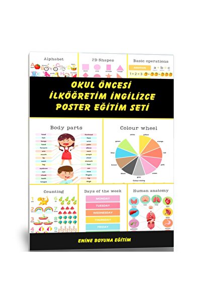 Enine Boyuna Eğitim مرحلة ما قبل المدرسة - مجموعة تدريب الملصقات الإنجليزية ا...