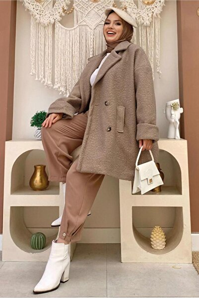 TRENDTESETTÜR WOMEN'S MINK BUTTONED POCKET COAT 7777