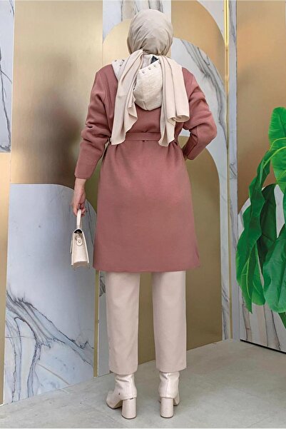 TRENDTESETTÜR Women's Pink (G.KURUSU) Belted Knitwear Cardigan T 7161