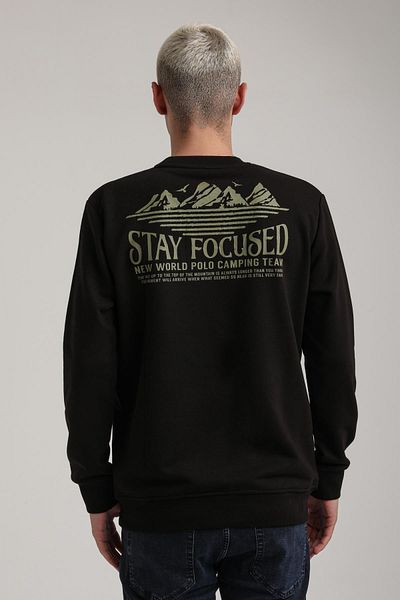 NEW WORLD POLO Crew Neck Black Slim Fit Sweatshirt 24Fwm60188