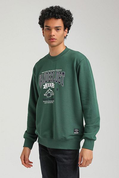 NEW WORLD POLO Crew Neck Green Slim Fit Sweatshirt 23FWM60146