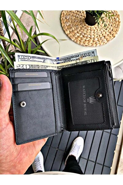 WATCHOFROYAL Rowling Black Hakiki Deri Cüzdan