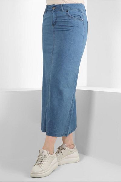 TRENDTESETTÜR A.BLUE Fusta de damă albastră din blugi - Buzunare T 8012