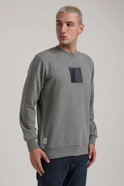 NEW WORLD POLO Crew Neck Gray Melange Slim Fit Sweatshirt 24Fwm60183