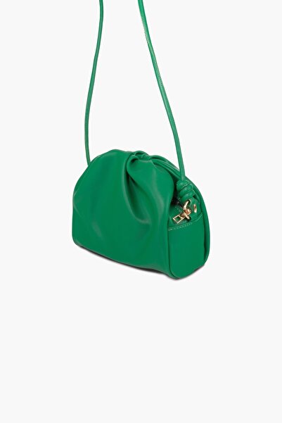 WATCHOFROYAL Green Leather Bag - Olivia with Cross Strap, Snap and Zipper