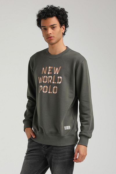 NEW WORLD POLO Crew Neck Khaki Slim Fit Sweatshirt 23FWM60161