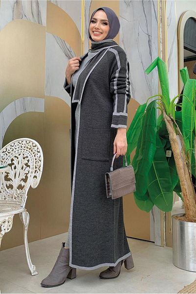 TRENDTESETTÜR ΓΥΝΑΙΚΕΙΑ ΓΚΡΙ (ΑΝΘΡΑΚΙΤΗ) ΠΛΕΚΤΟ ΖΑΚΑΚΙ T 34112