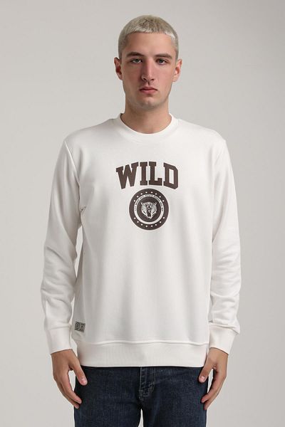 NEW WORLD POLO Crew Neck Ecru Slim Fit Sweatshirt 24Fwm60194