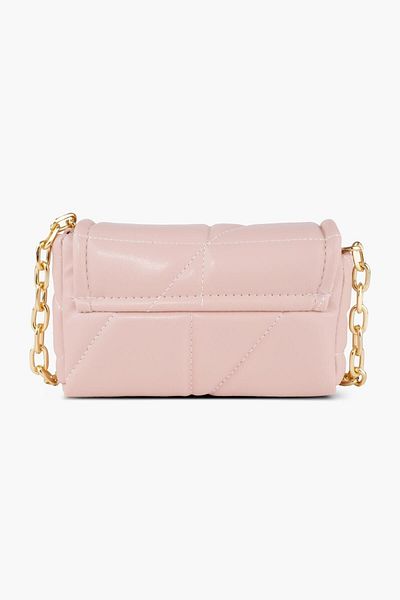 WATCHOFROYAL Quilted Women's Powder Pink Leather Crossbody Shoulder and Handbag Celia