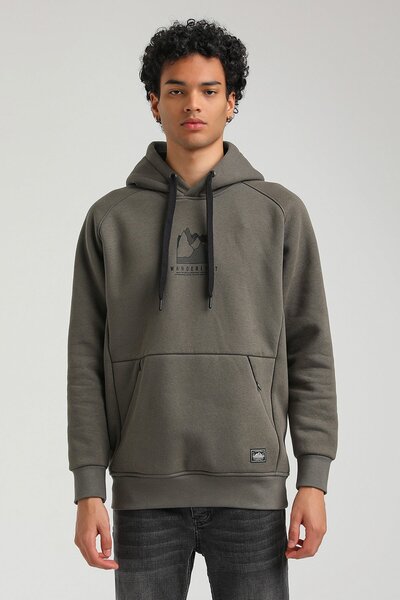 NEW WORLD POLO Hooded Khaki Slim Fit Hoodie 23FWM64042