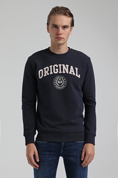 NEW WORLD POLO Bisiklet Yaka Lacivert Slim Fit Sweatshirt 22FWM60132