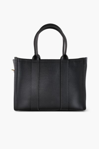 WATCHOFROYAL Women's Black Leather Shoulder Bag with Column Strap Julia