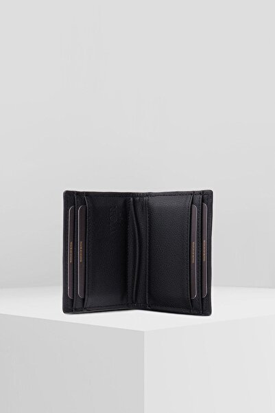 WATCHOFROYAL PATTERNED BLACK CARD HOLDER 8 PIECES CARD COMPARTMENT SNAP LOCK SYSTEMED DESIGN WALLET MONTI