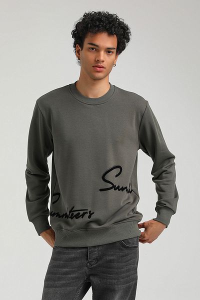 NEW WORLD POLO Crew Neck Khaki Slim Fit Sweatshirt 23FWM60150