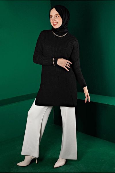 TRENDTESETTÜR WOMEN'S BLACK TRICOT TUNIC T 43121