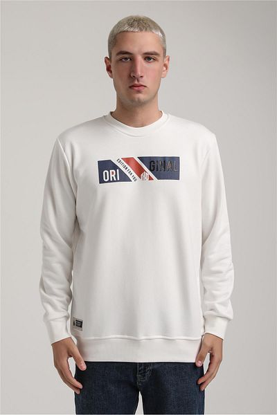 NEW WORLD POLO Crew Neck Ecru Slim Fit Sweatshirt 24Fwm60184