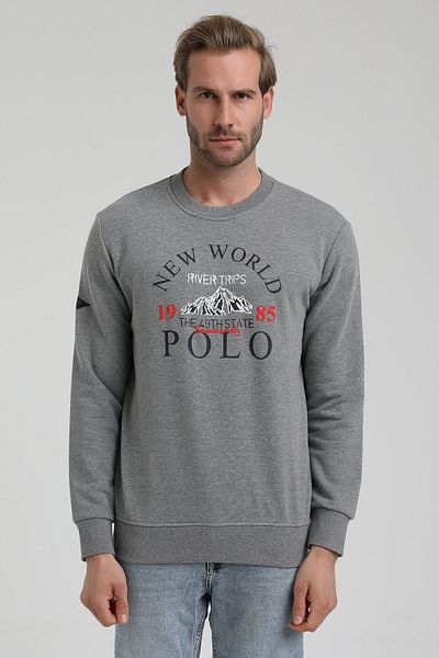 NEW WORLD POLO Crew Neck Gray Slim Fit Sweatshirt 22fwm60133