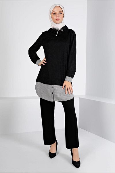 TRENDTESETTÜR WOMEN'S BLACK VELVET TUNIC T 43438
