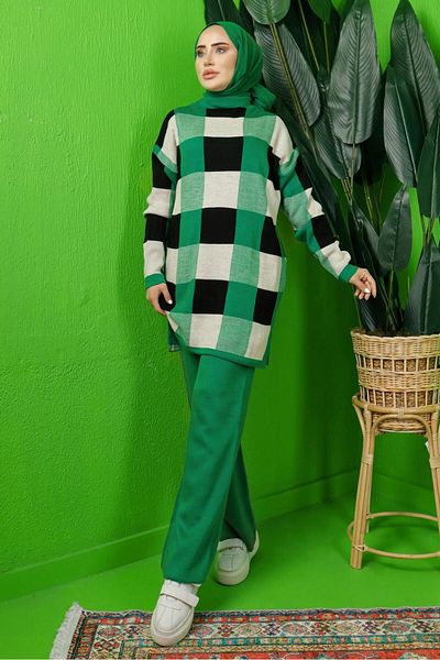 TRENDTESETTÜR ΓΥΝΑΙΚΕΙΟ ΠΛΕΚΤΟ ΣΕΤ ΠΡΑΣΙΝΟ (BENETTON) ΚΑΡΟ ΠΑΝΤΕΛΟΝΙ 7292