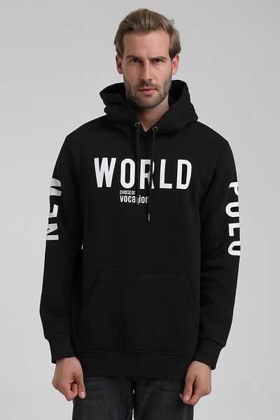 NEW WORLD POLO Hooded Black Slim Fit Hoodie 22Fwm64035