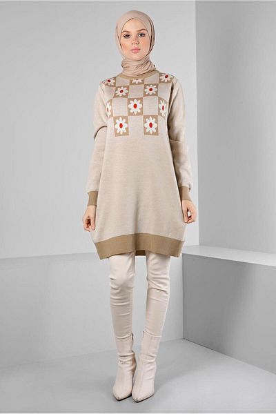 TRENDTESETTÜR TUNICA DE tricotaj cu model maro (CAMEL) pentru femei T 43178