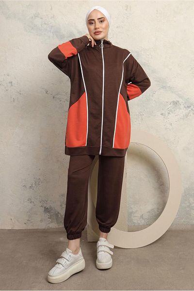 TRENDTESETTÜR ΓΥΝΑΙΚΕΙΟ ΣΕΤ ΚΑΦΕ COLOR BLOCK ΠΑΝΤΕΛΟΝΙ T 0043