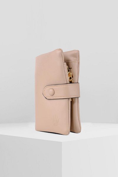 WATCHOFROYAL BEIGE CARD HOLDER AND WALLET 6 PIECES CARD COMPARTMENT FASTEN LOCK SYSTEM DESIGN WALLET RODICA