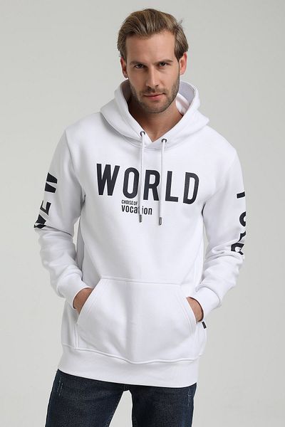 NEW WORLD POLO Hooded White Slim Fit Hoodie 22fwm64035