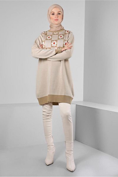 TRENDTESETTÜR TUNICA DE tricotaj cu model maro (CAMEL) pentru femei T 43178