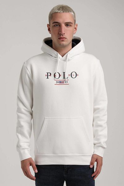 NEW WORLD POLO Ecru Hooded Slim Fit Zip Sweatshirt - 24Fwm64073