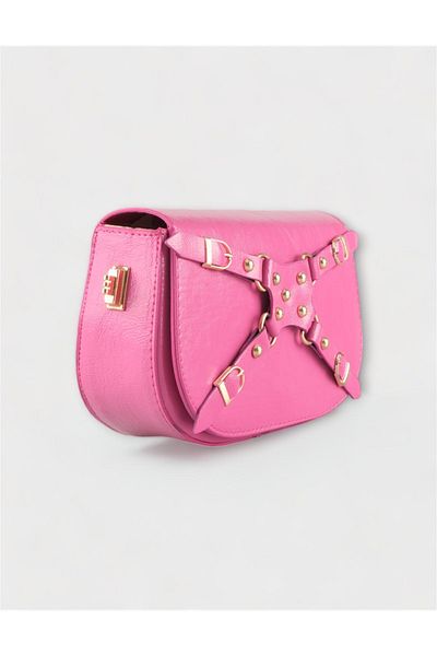 WATCHOFROYAL Women's Bag Pink Front Detailed Patterned Shoulder and Hand Bag Saint Marie